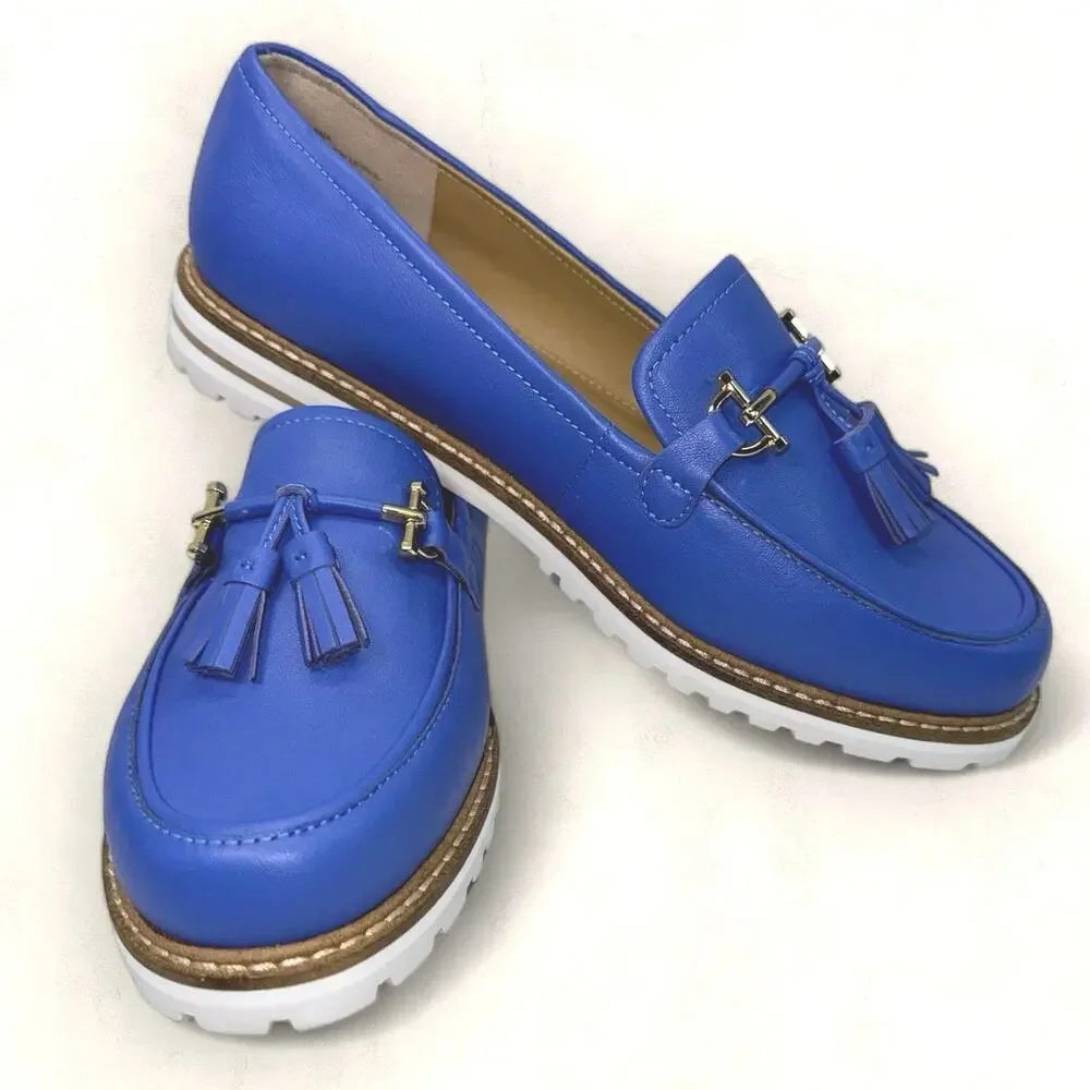 Talbots Tassel Soft Nappa Loafers Laura Bright Blue women’s 7.5 - Picture 1 of 6